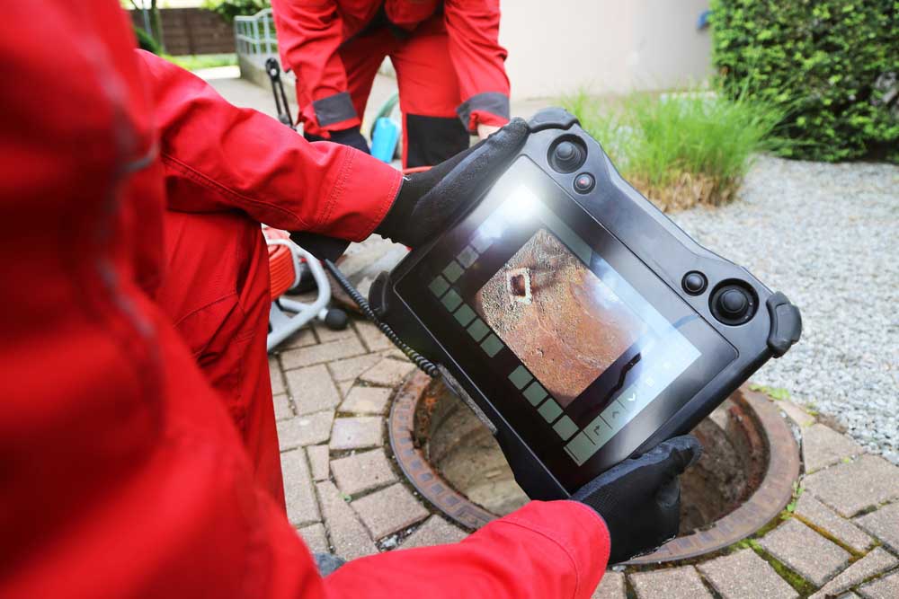 Option One technician conducting a sewer camera inspection