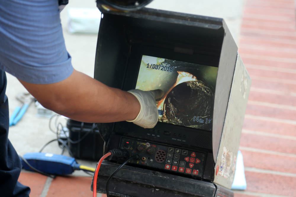 a sewer camera feed