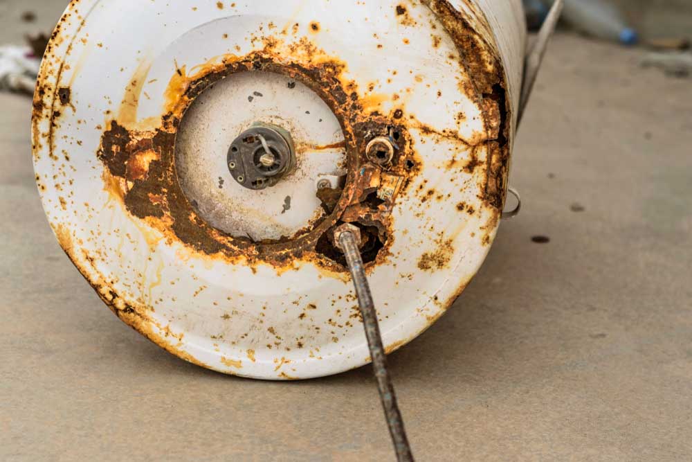 old, beat-up water heater
